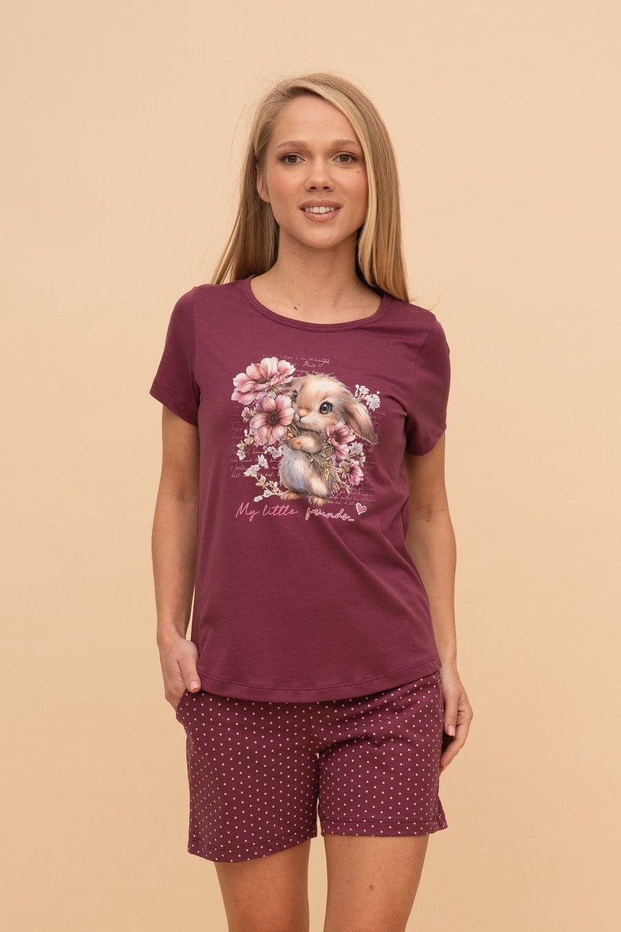 Пижама от памук с къс ръкав "My Little Bunny"
