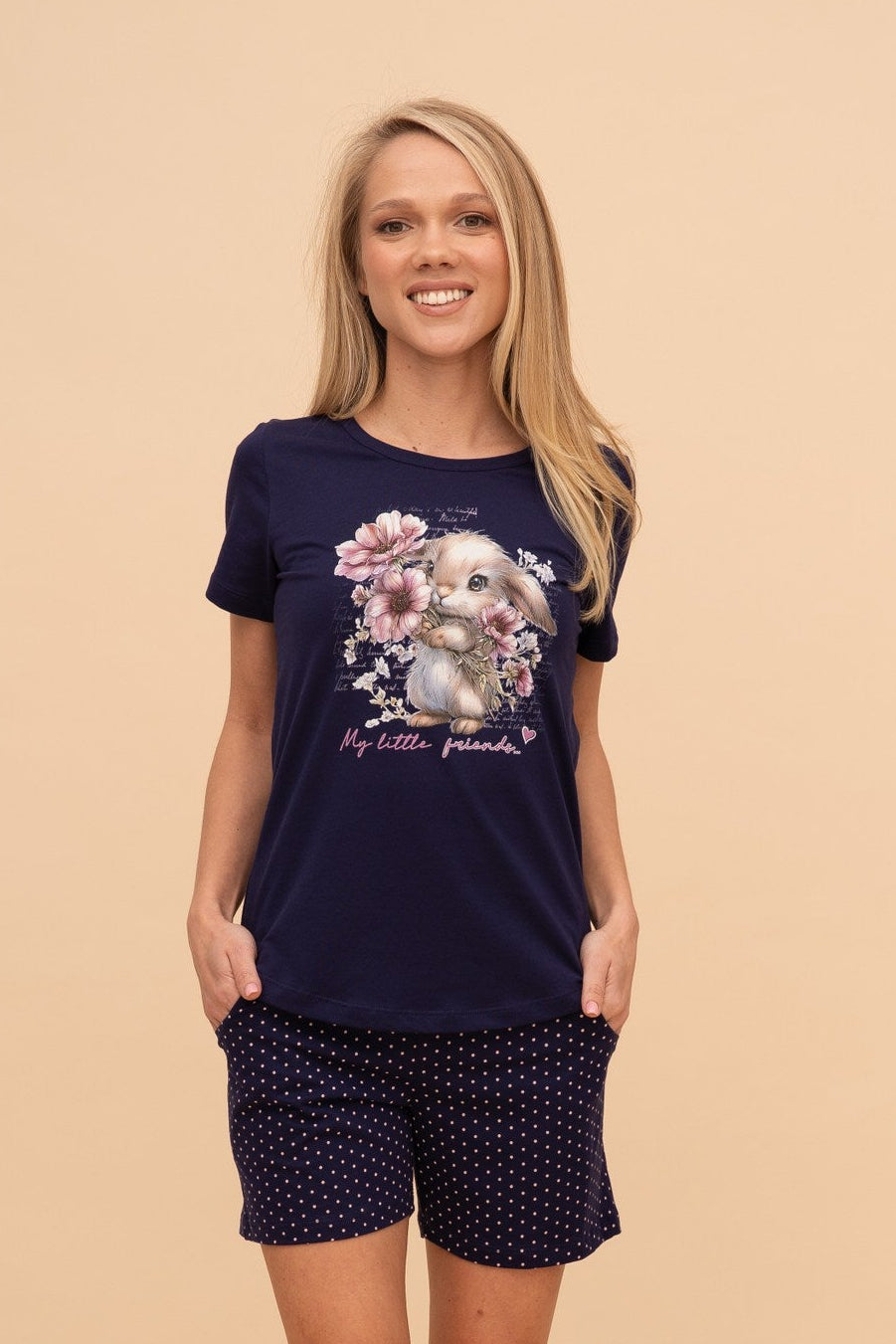Пижама от памук с къс ръкав "My Little Bunny"