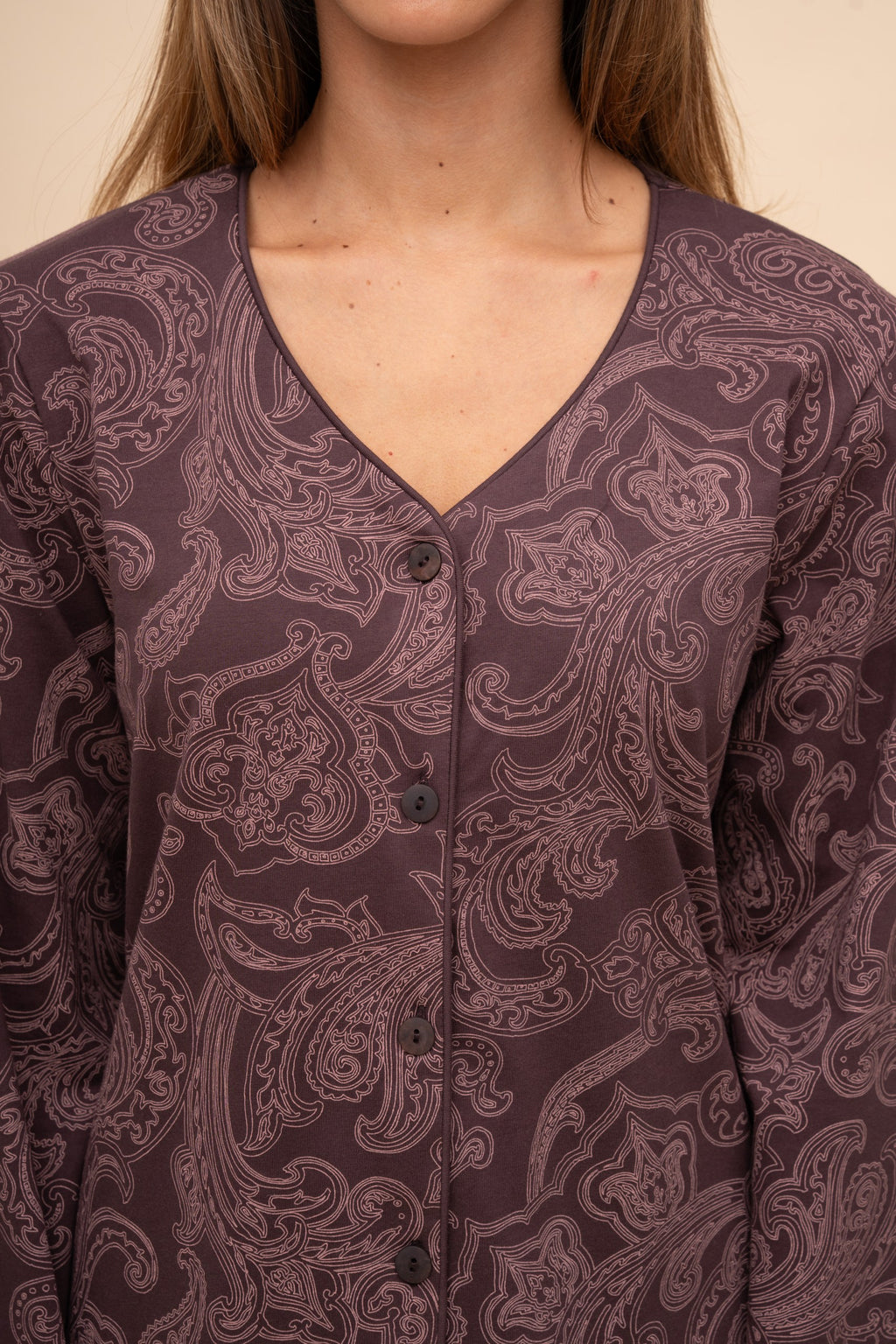 Пижама от памук с разкопчаване "Paisley"