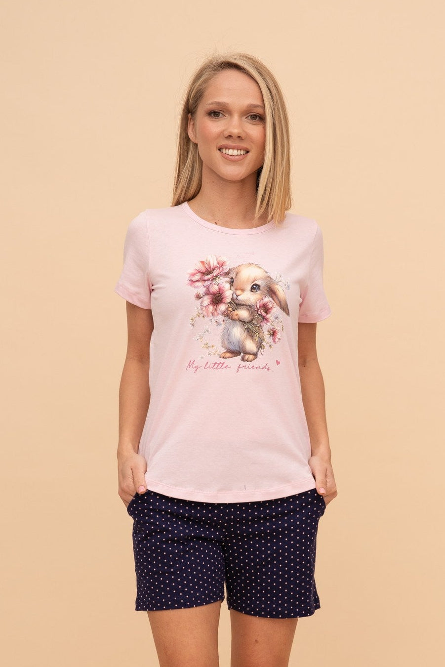 Пижама от памук с къс ръкав "My Little Bunny"