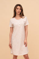 Нощница от памук с къс ръкав "Rosé"