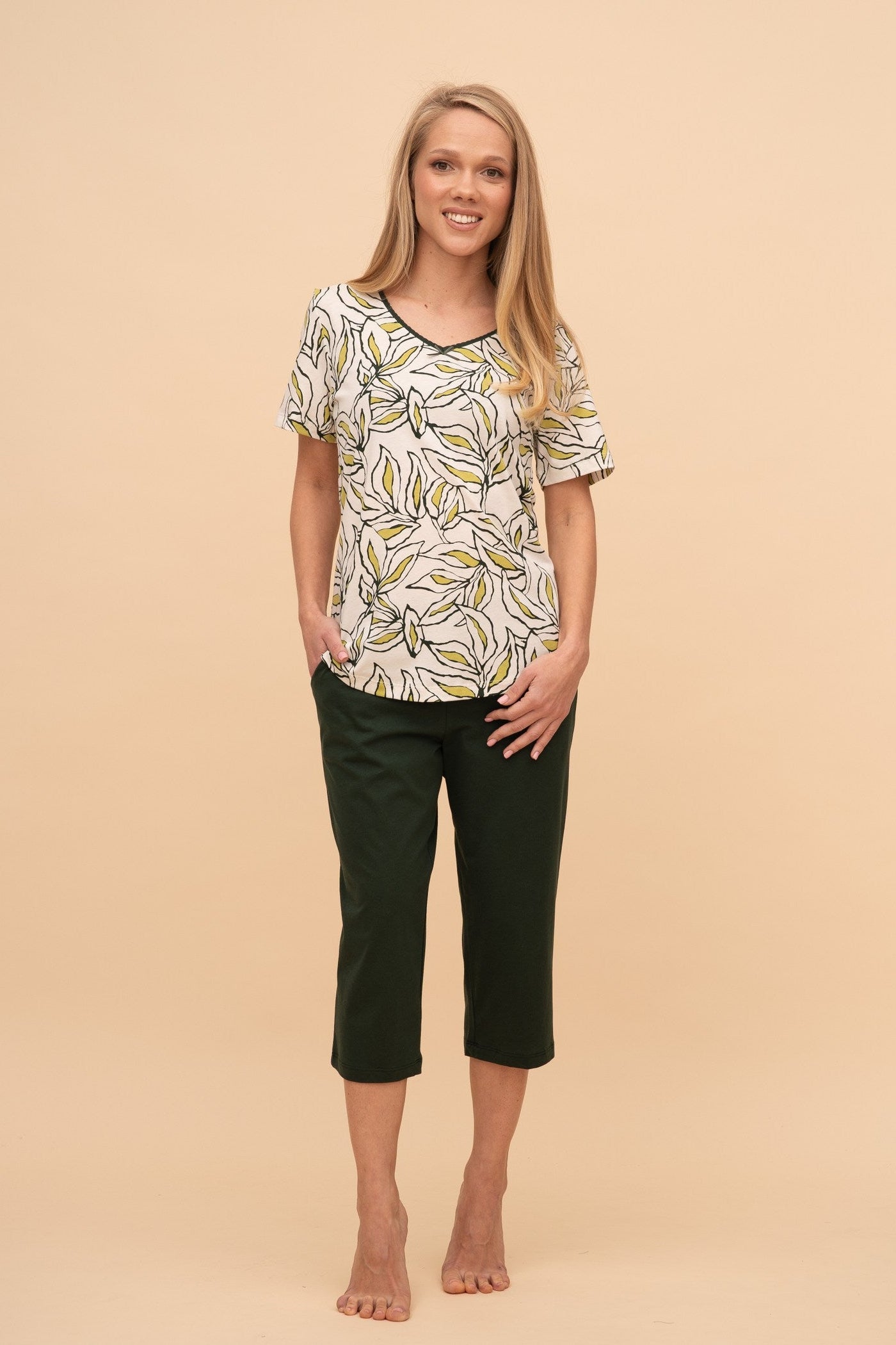 Пижама от памук с къс ръкав "Green Life"