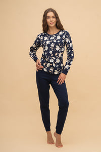 Пижама с дълъг ръкав "Navy Magnolia"