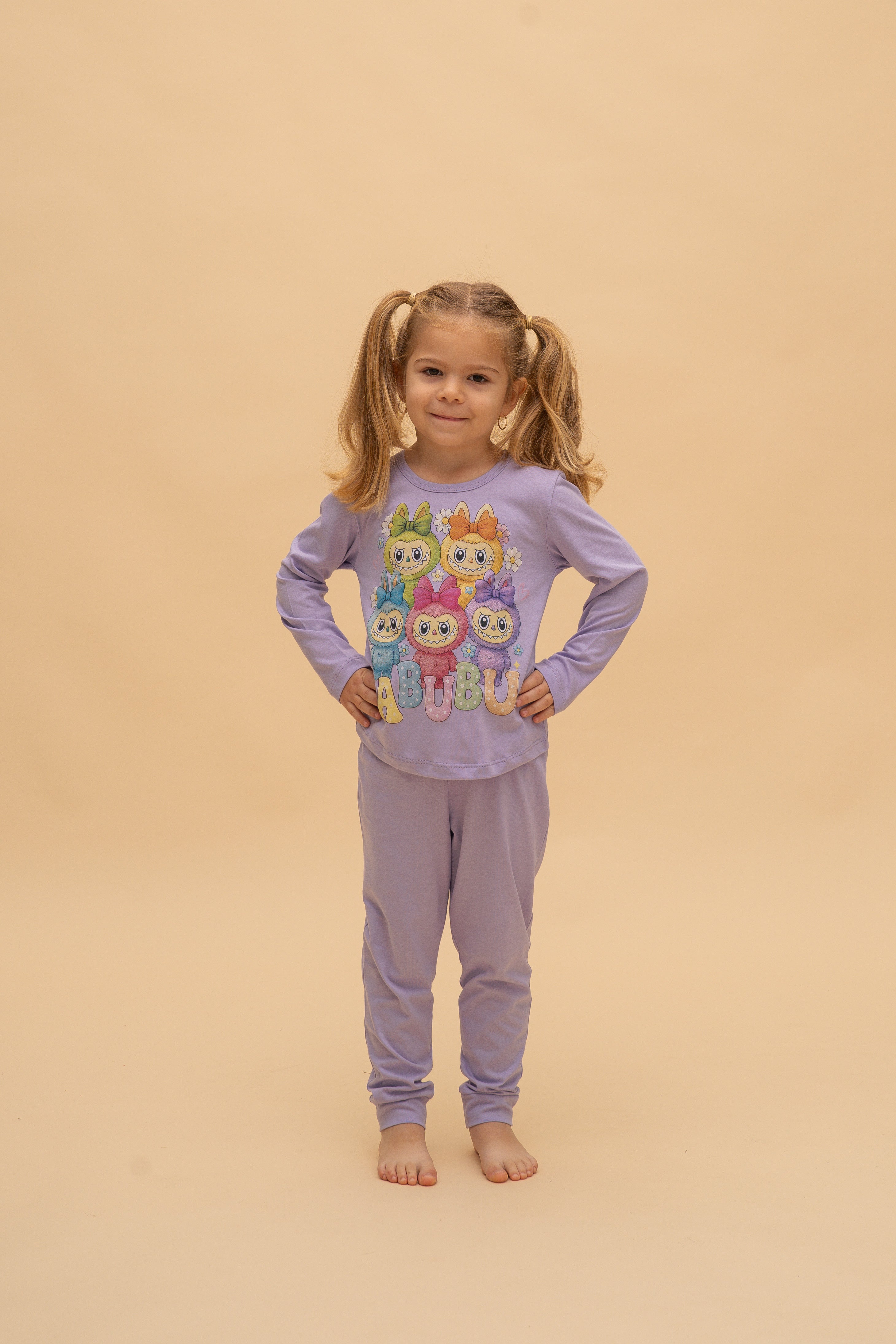 Children's pajamas for girls "Labubu" (Purple)