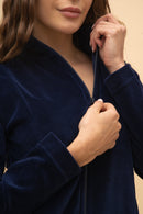 Екип от плюш с цип "Velvica" (Тъмно син)