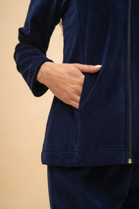 Екип от плюш с цип "Velvica" (Тъмно син)