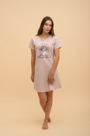 Дамска памучна нощница Иватекс Tank you - бежова