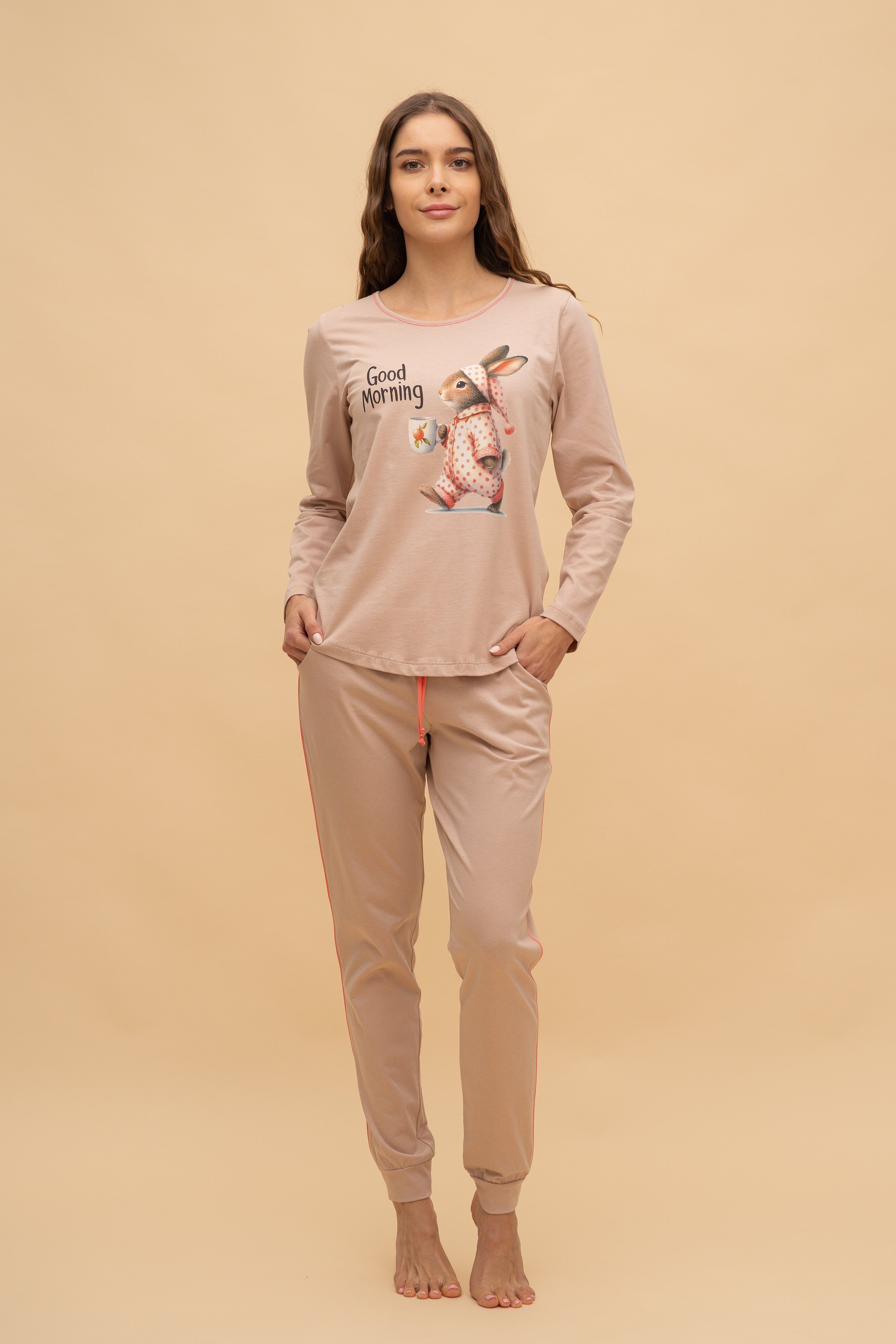 Пижама с дълъг ръкав "Bunny Walker" (Бежова)