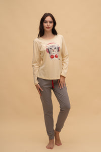 Пижама с дълъг ръкав "Cherry Music" (Жълта)