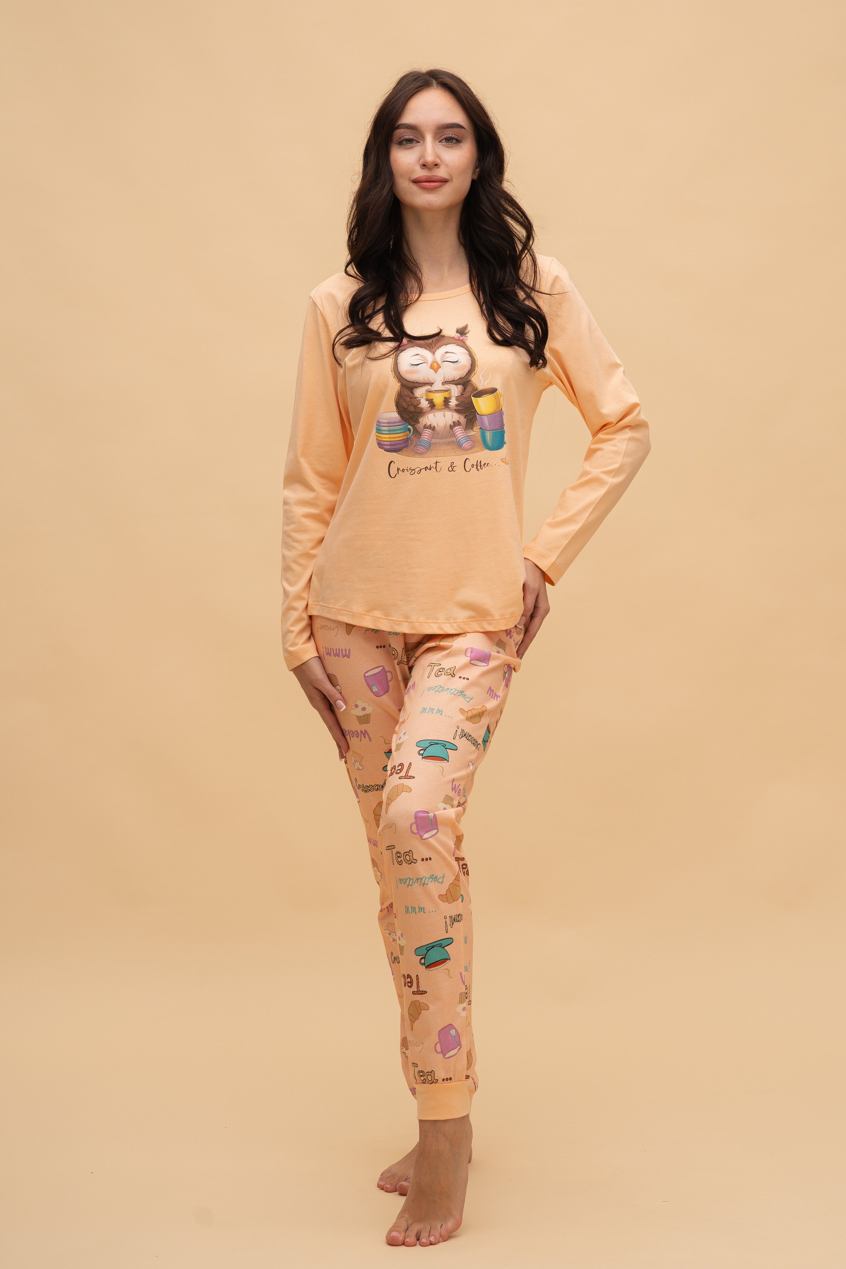 Пижама с дълъг ръкав "Croissant & Coffee"