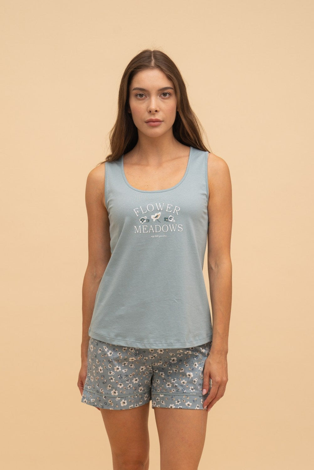 "Flower meadows" pajamas with tank top