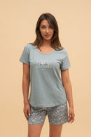 Дамска памучна пижама Иватекс Flower meadows къс ръкав