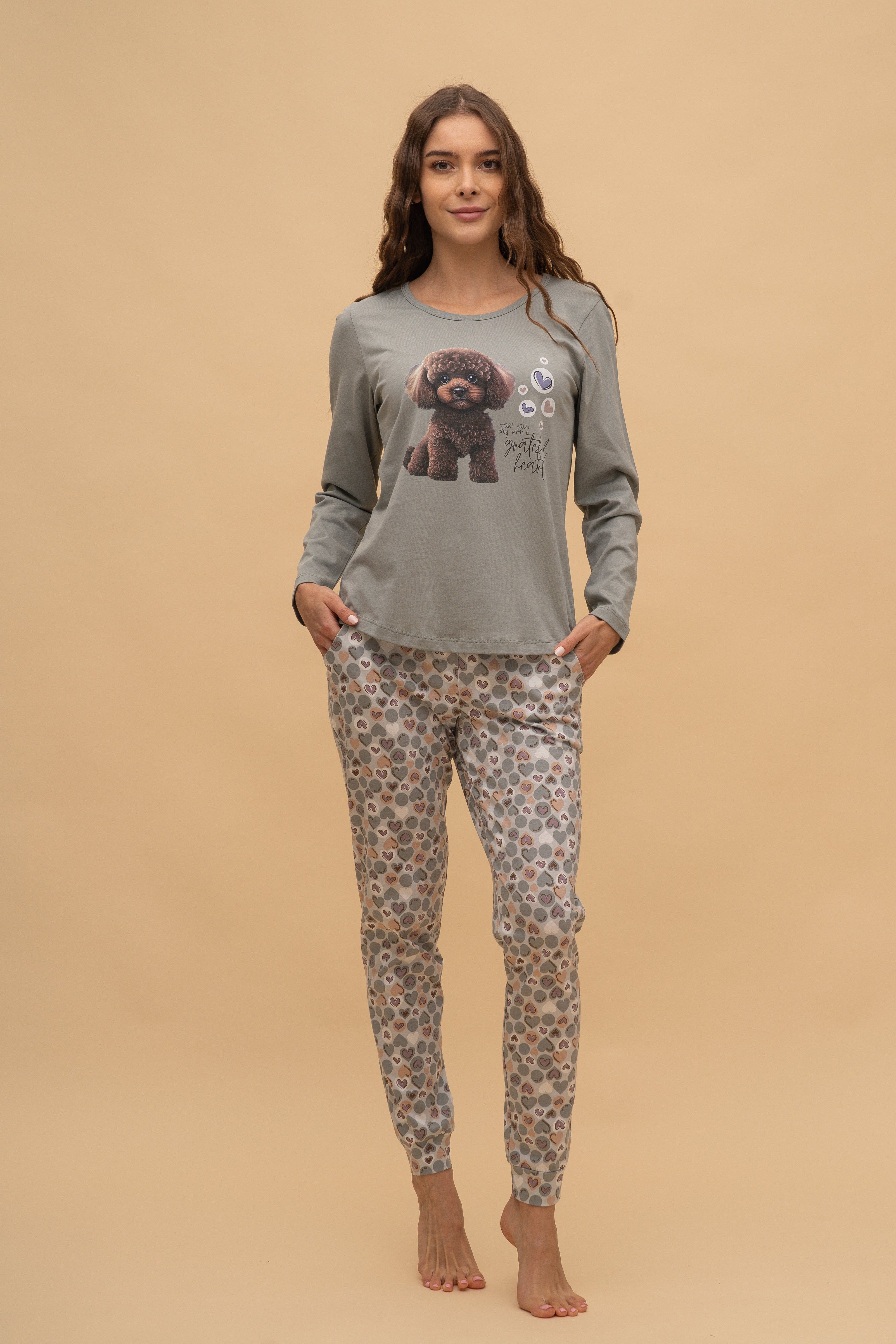 Пижама с дълъг ръкав "Grateful Heart" (Зелена)