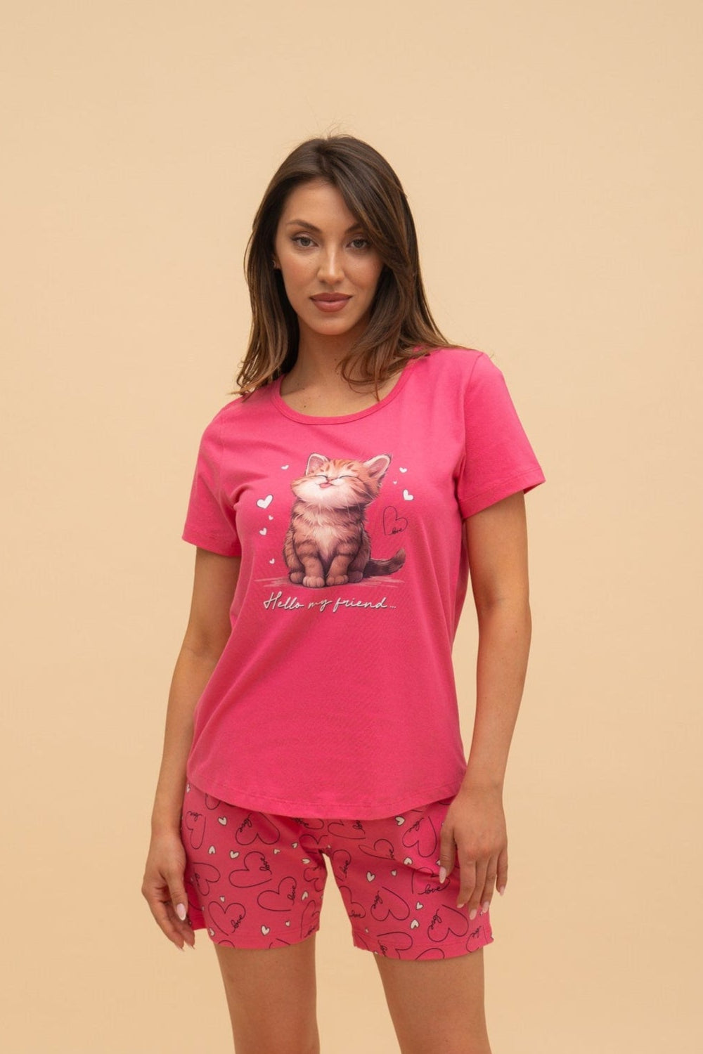 Pajamas "Hello my friend" (Cyclama)