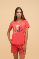 Дамска памучна пижама Иватекс Hello my friend - диня