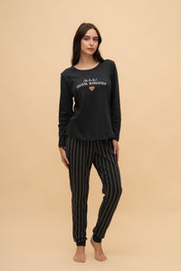 Памучна пижама интерлог "Mon amour" (Графит)