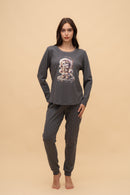 Памучна пижама интерлог "Snowy Day" (Графит)