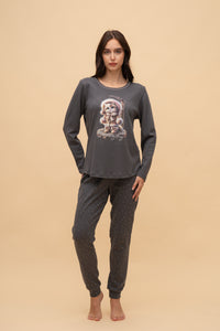 Памучна пижама интерлог "Snowy Day" (Графит)