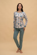 Пижама с дълъг ръкав интерлог "Teal Leaves"