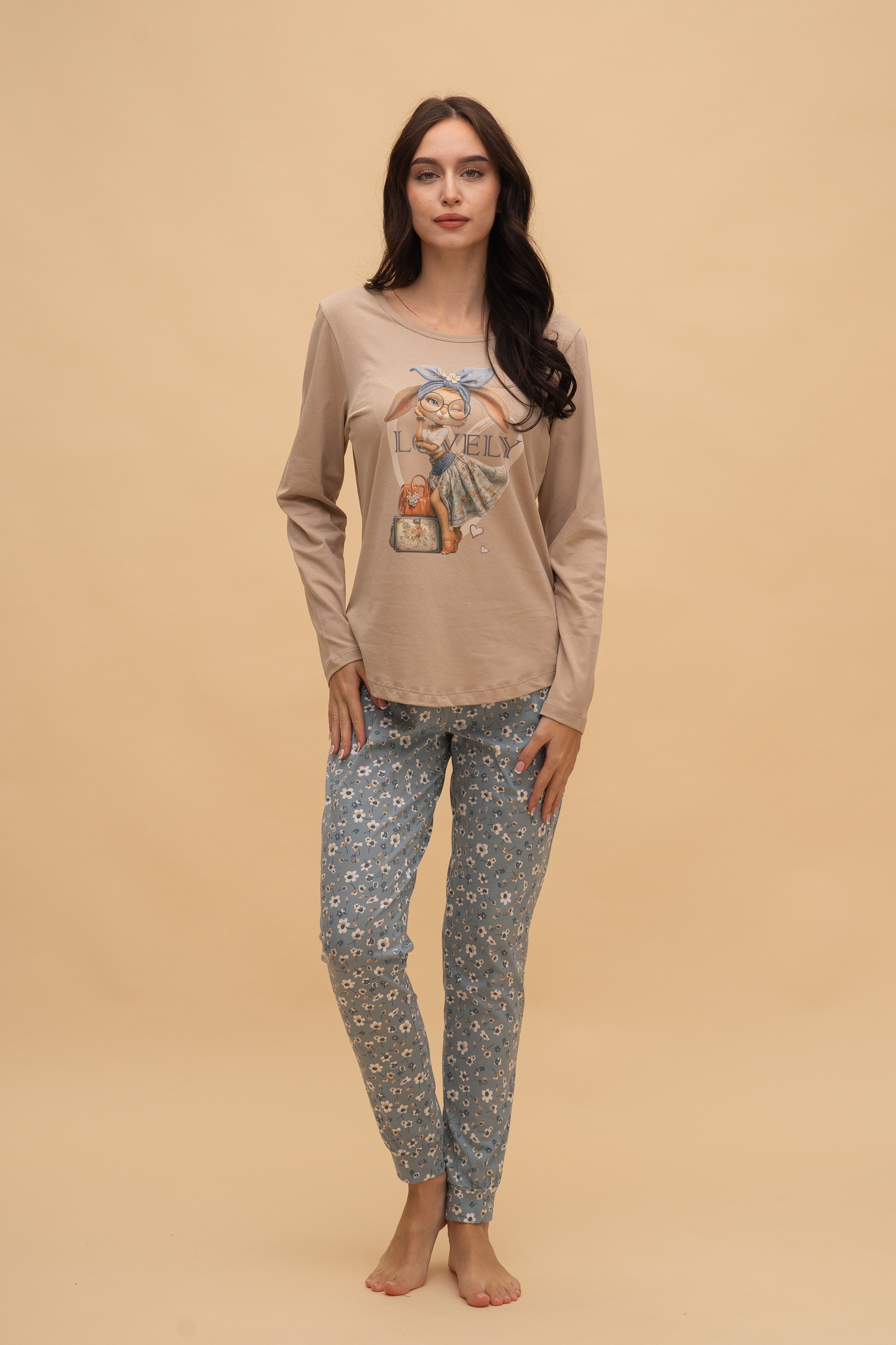 Пижама с дълъг ръкав "Lovely" (Бежова)