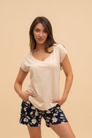 Дамска памучна пижама Иватекс Magnolia - екрю