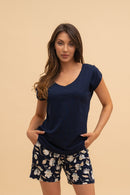 Дамска памучна пижама Иватекс Magnolia - синя