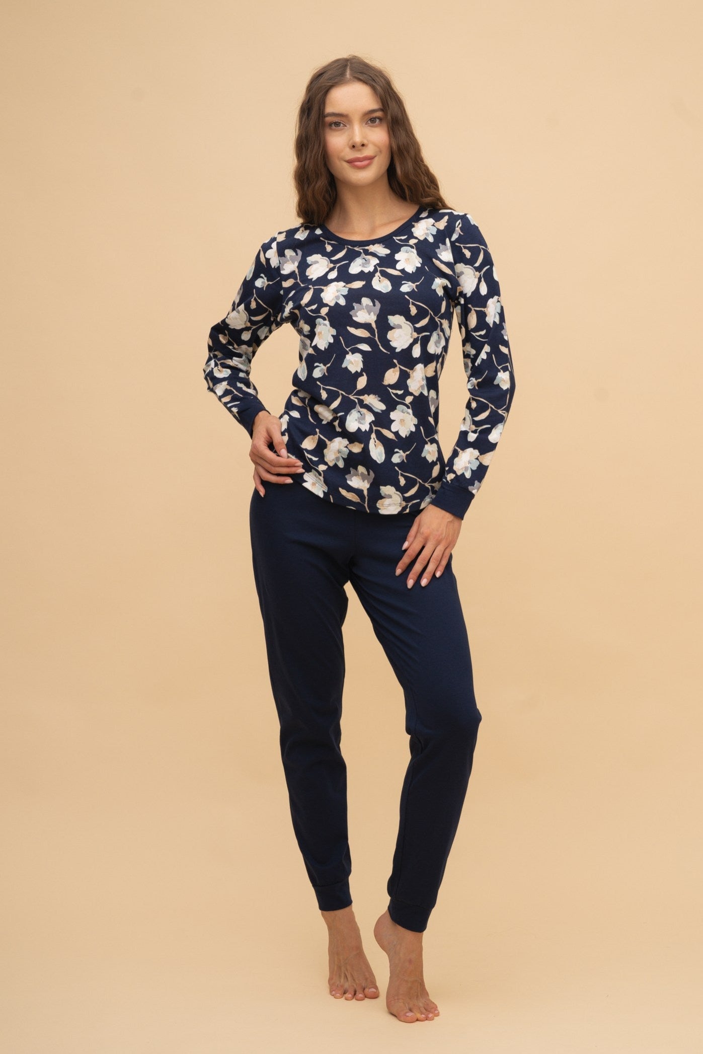 Long sleeve pajamas "Navy Magnolia"