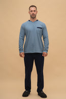 Мъжка пижама с джоб (Светло синя)