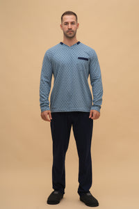 Мъжка пижама с джоб (Светло синя)