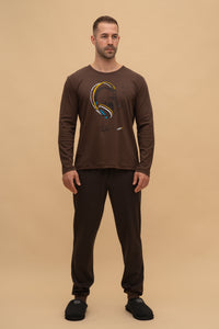 Мъжка пижама интерлог "Sound off" (Кафява)