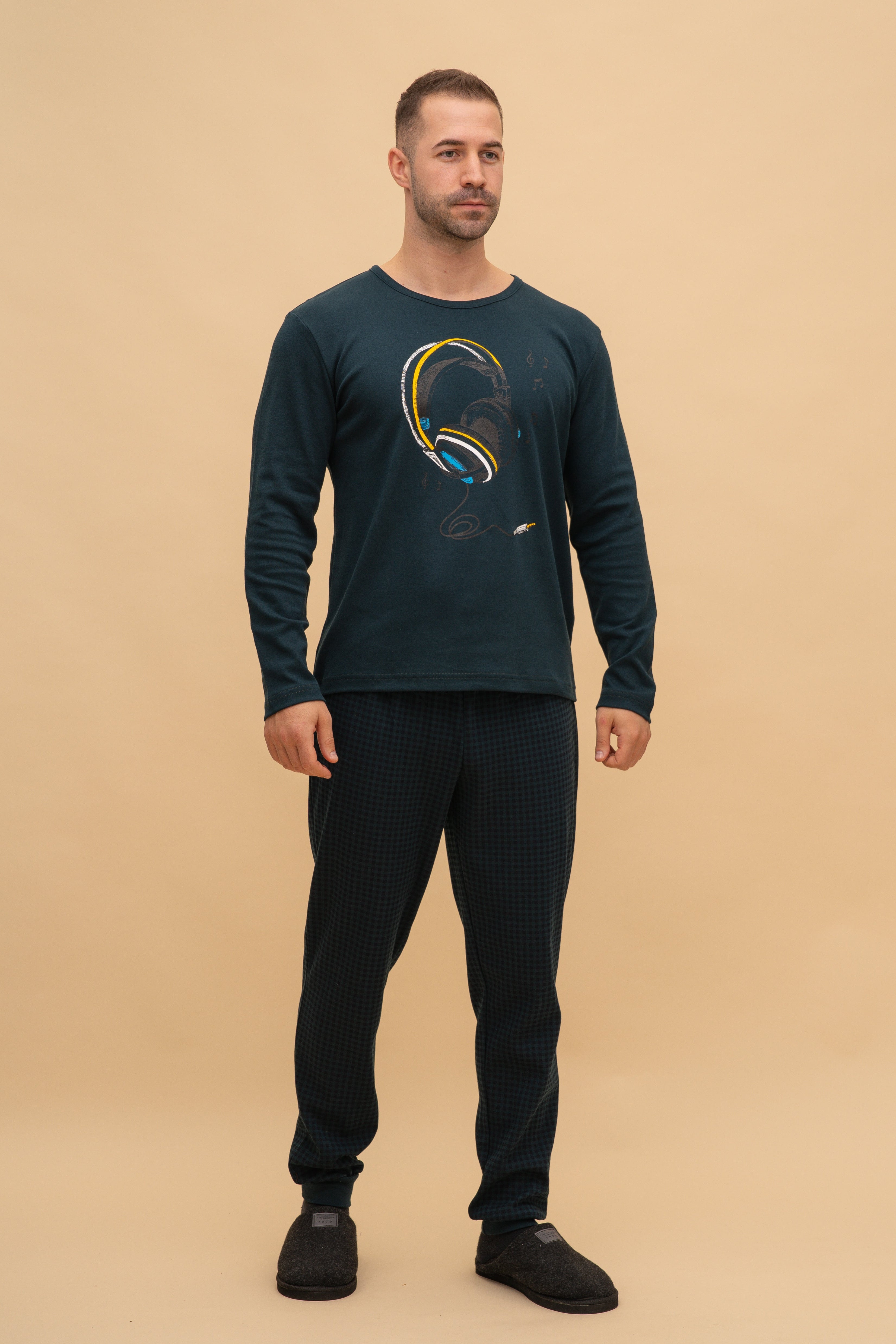 Мъжка пижама интерлог "Sound off" (Зелена)