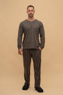 Мъжка пижама с панталон на райе (Графит)