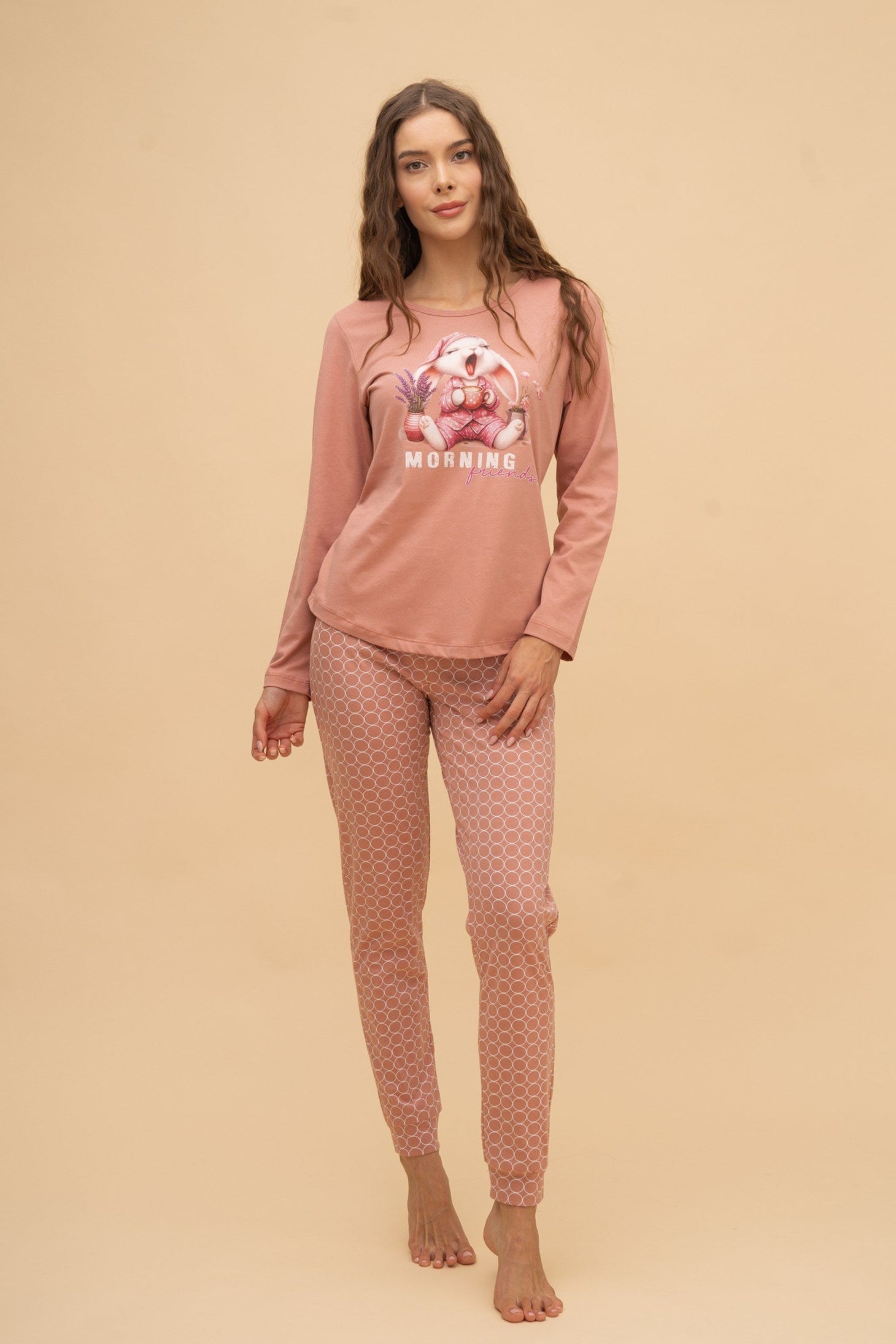 Long Sleeve Pajamas "Morning Friends" (Cinnamon)