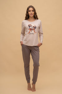 Пижама с дълъг ръкав "Pretty Girl" (Бежова)