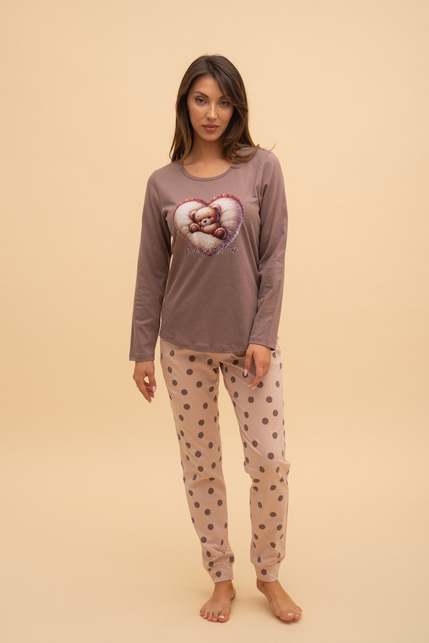 "Sleep My Sweet Bear" Pajamas (Coffee)