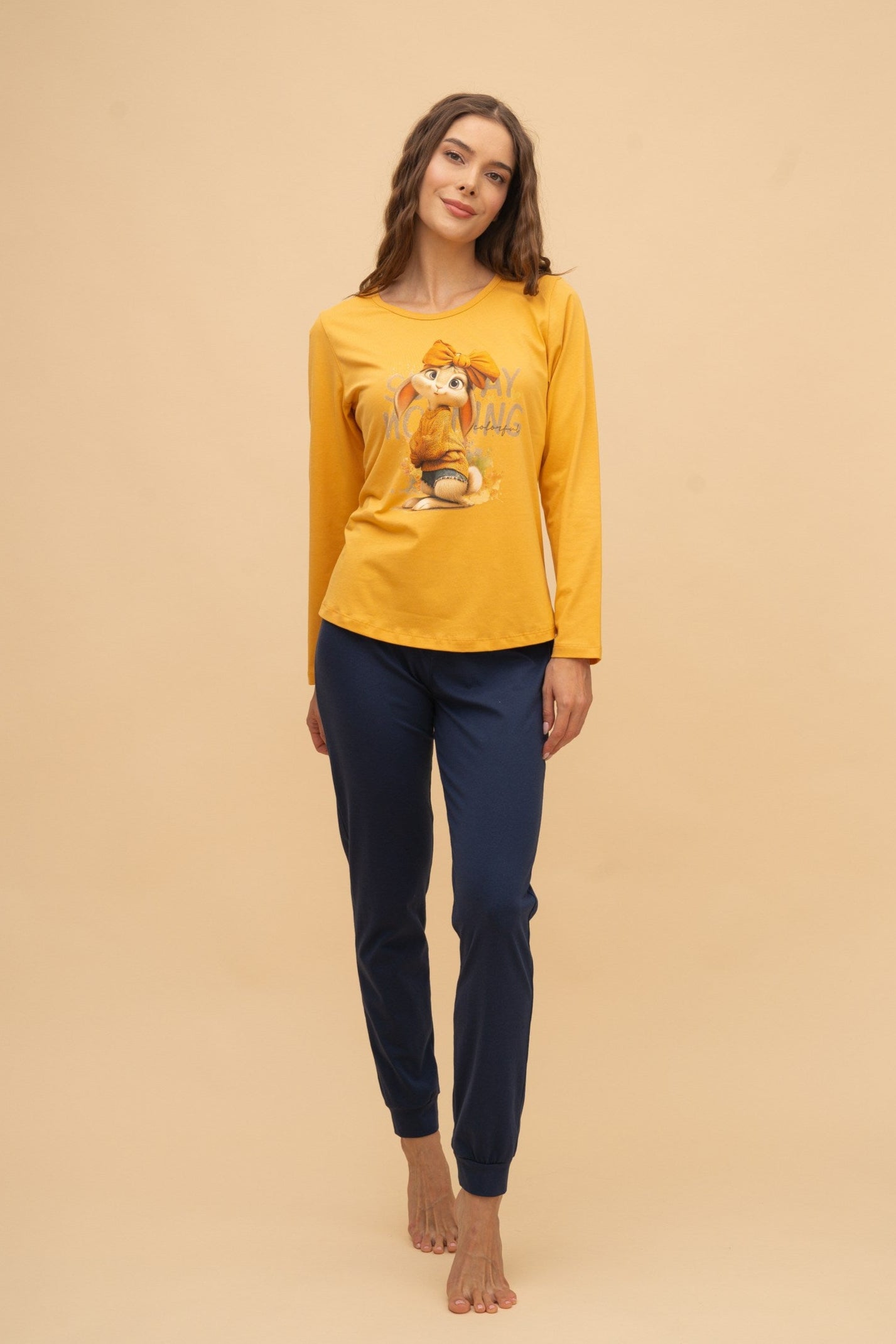 Long Sleeve Pajamas "Sunday Morning" (Yellow)