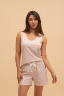 Дамска памучна пижама Иватекс розова с потник