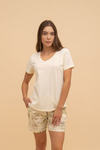 Дамска памучна пижама Иватекс Tulip - жълта