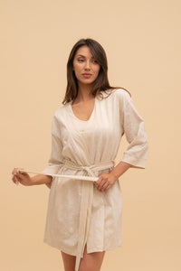 Дамски памучен халат Иватекс бежов